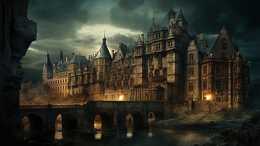 幻想的中世纪城堡建筑图片