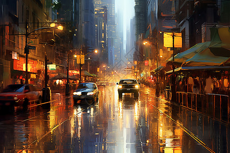 暴雨中的城市交通图片