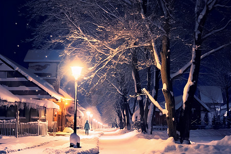 城市夜晚道路城市街道的路灯背景