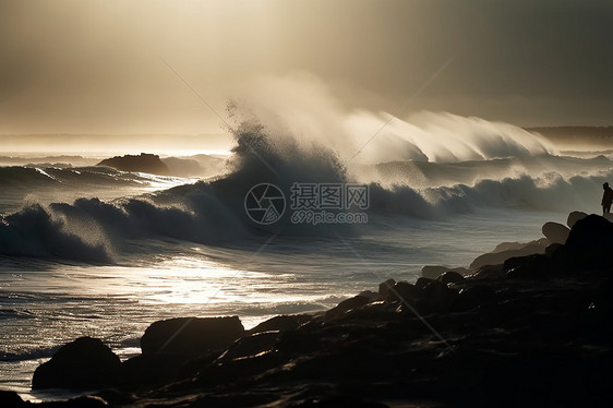 海上的大浪图片