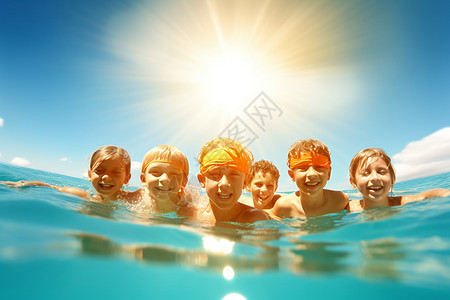 孩子们在游泳图片