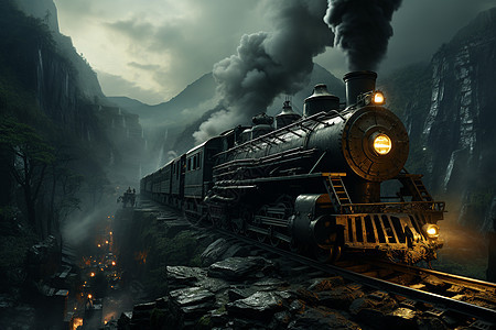 工业运输煤炭的火车背景图片