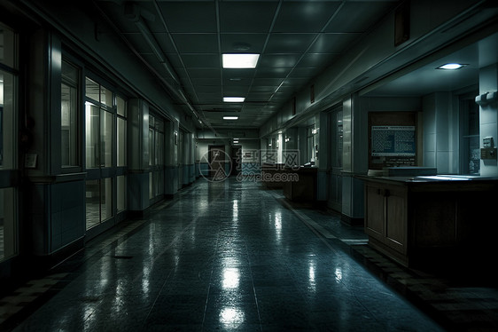 夜晚的医院走廊图片