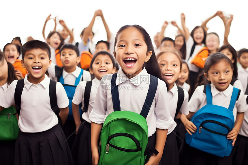 开心的小学生图片