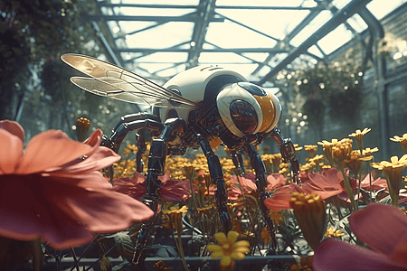 授粉的机器人蜜蜂图片