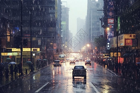 下雨的建筑城市图片素材