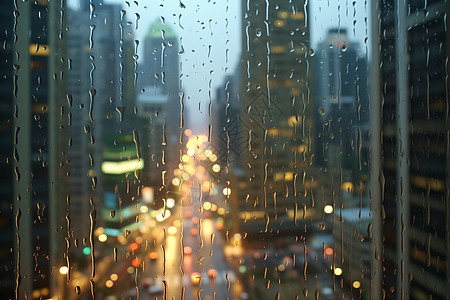 雨天的雨天玻璃上的水珠背景