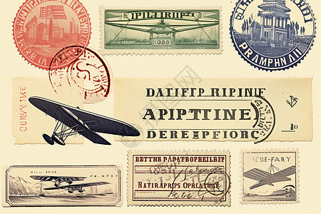 复古的多种邮票背景图片