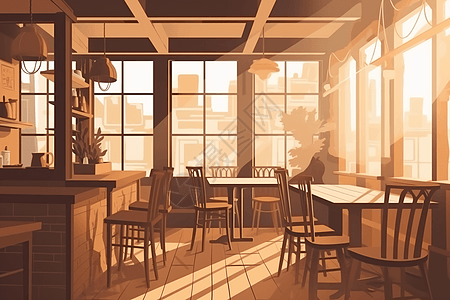 干净明亮的咖啡馆背景图片