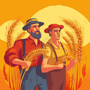 农民拿着小麦图片