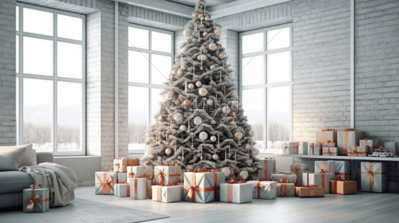 圣诞树和礼物盒图片
