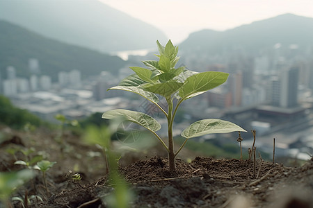 土墩上的一棵小草图片