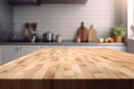 厨房里的木桌背景图片