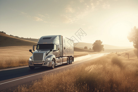 在道路上行驶的氢燃料卡车图片