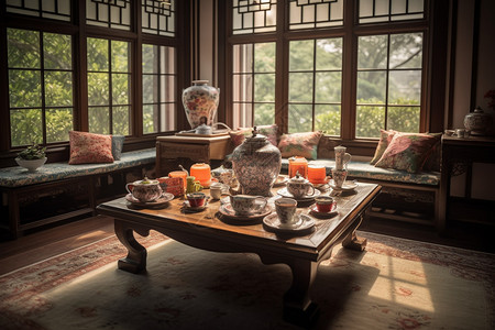 中式风格茶几客厅图片