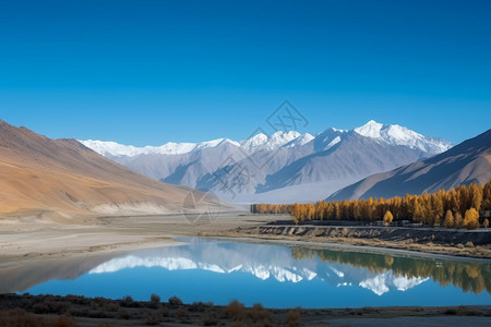 雪山湖泊风景图片