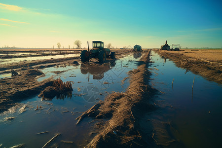 洪水侵袭的农田图片