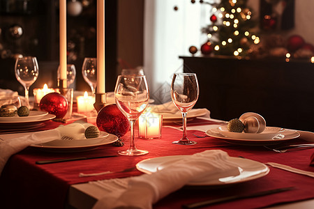 圣诞节晚餐布置背景图片