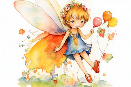 蝴蝶装饰的可爱女孩背景图片