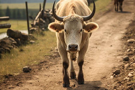 走路的老牛背景图片
