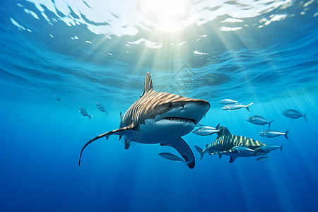 海洋白鳍鲨海水黑鳍鲨高清图片