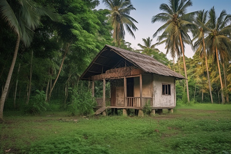 森林中建筑的小屋图片