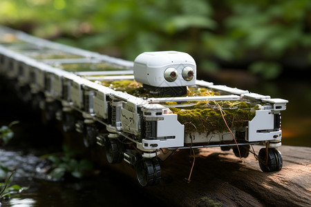 潺潺小溪上的机器人图片