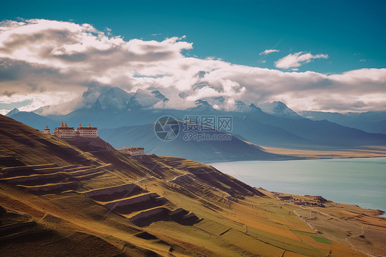 山脉与湖泊图片