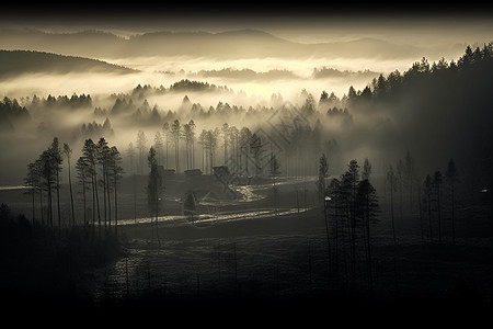 云雾笼罩的丛林图片