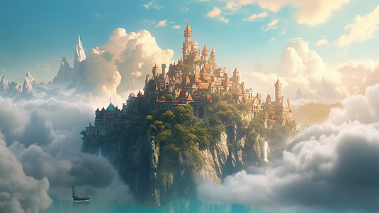 梦幻的空中王国背景图片