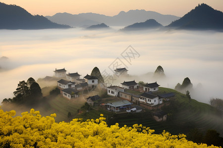 美丽的村庄景色图片