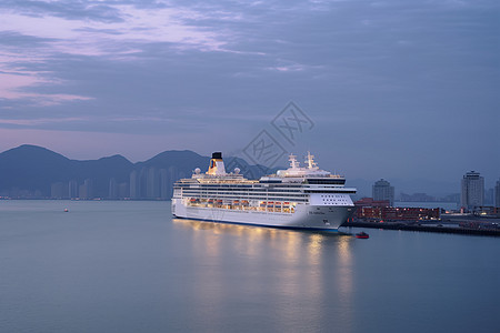 夜晚靠岸的船高清图片