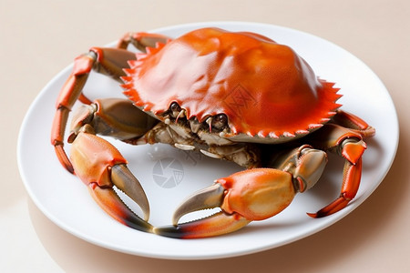 白瓷盘新鲜美味的螃蟹设计图片