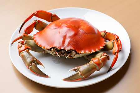 白瓷盘瓷盘中摆放的螃蟹设计图片