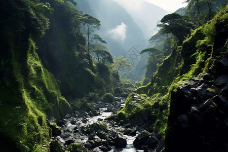 山川下的岩石图片