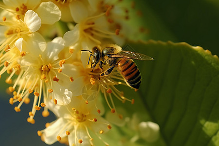 菩提花上的蜜蜂图片