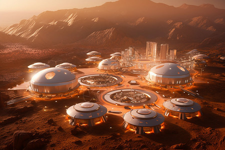 先进的火星殖民地背景图片