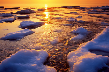 海上冰面逐渐融化图片
