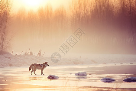 冬季远处的狐狸图片