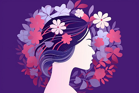 花卉包围的妇女背景图片