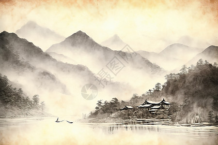 中国风意境山水背景图片