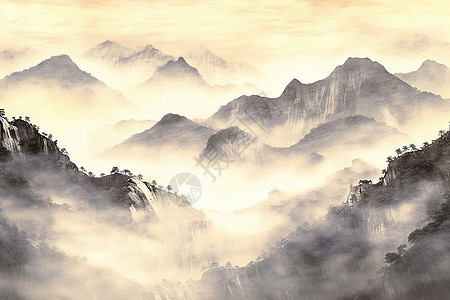 中国写意山水画背景图片