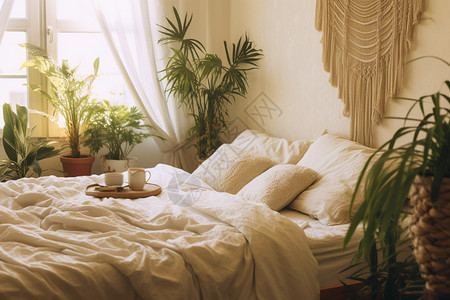 有绿植的卧室图片