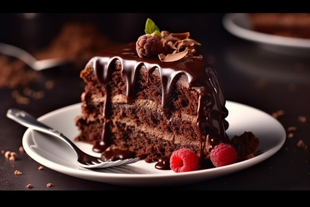 桌上巧克力蛋糕背景图片