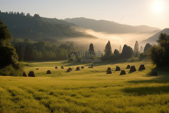 宁静的丘陵自然景观图片