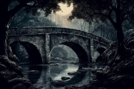 阴天的石桥图片