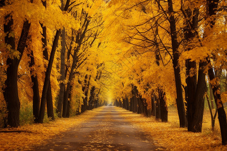 金黄色的户外小巷的自然景观图片