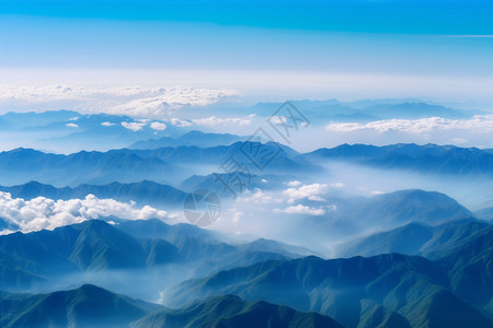航拍的山中云海景观图片