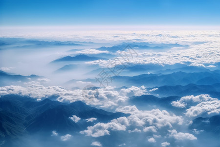 丘陵山脉中的云海景观图片