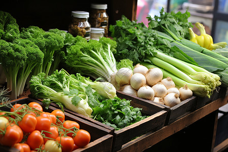 蔬菜市场烹饪所需的新鲜蔬菜背景